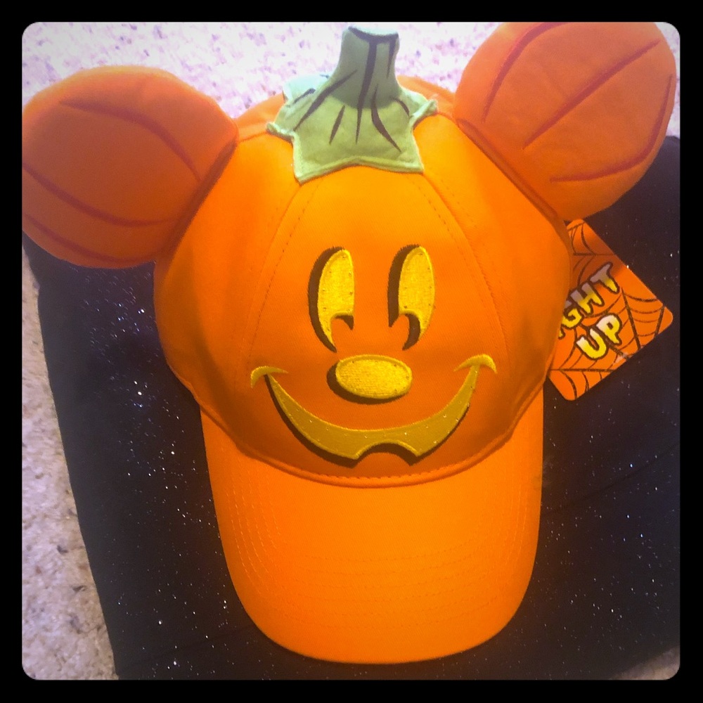 Disney Parks Light Up Mickey Pumpkin Hat RARE